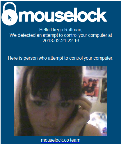 Mensaje de seguridad de Mouselock