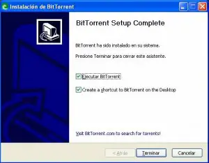 Finalizando instalación de BitTorrent
