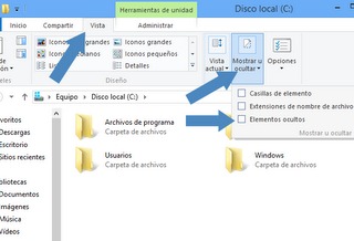 Mostrando archivos ocultos en Windows 8