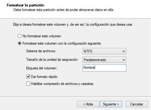 Asignando formato a particiones con Windows 8