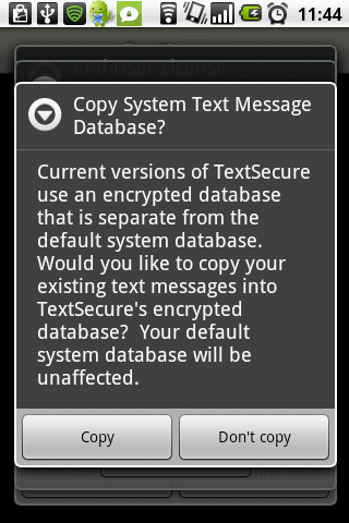 Enviando mensajes a la base de datos de TextSecure
