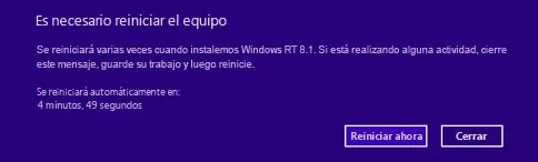 Re-iniciando sistema luego de instalación de Windows 8.1