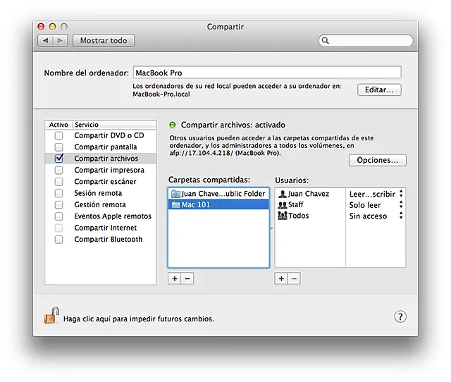 COmpartir una carpeta con un PC desde un MAc