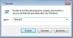 Abriendo la carpeta de archivos temporales en Windows