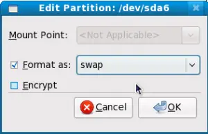 Editando una partición SWAP