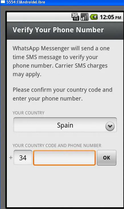 Adicionado número de móvil al WhatsApp
