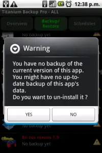 Alerta de eliminación de app en Android