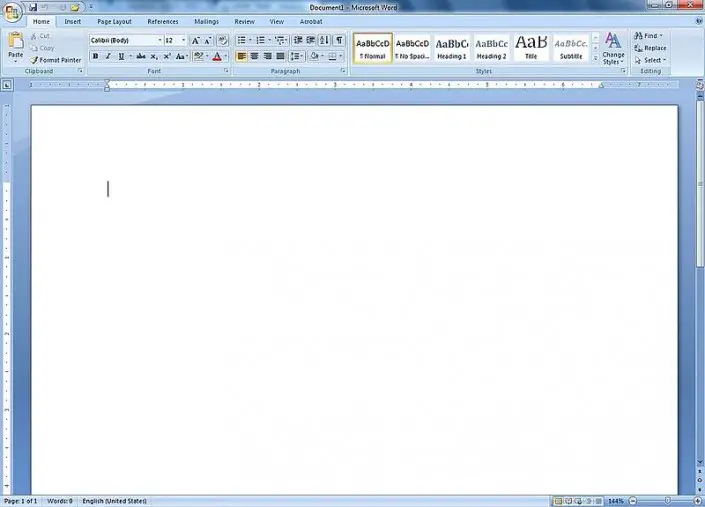 Microsoft Word en ejecución.