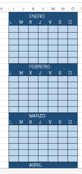 Calendario Horizontal Excel Gratis