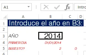 Inicio de creación de calendario en Excel.
