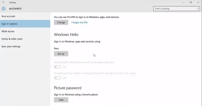 Configurar reconocimiento facial en Windows 10